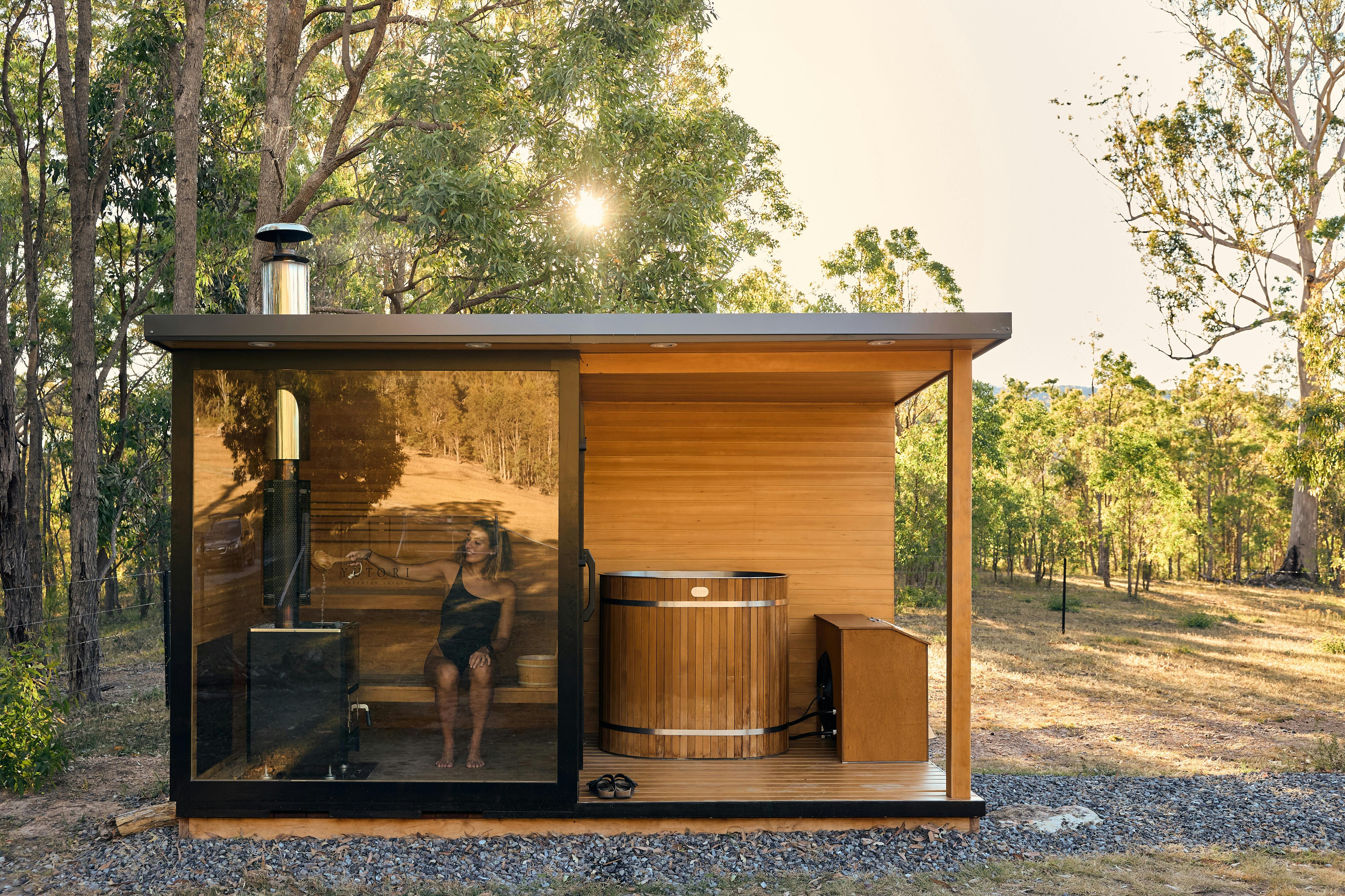 Yutori - exterior of sauna and ice bath at Yutori