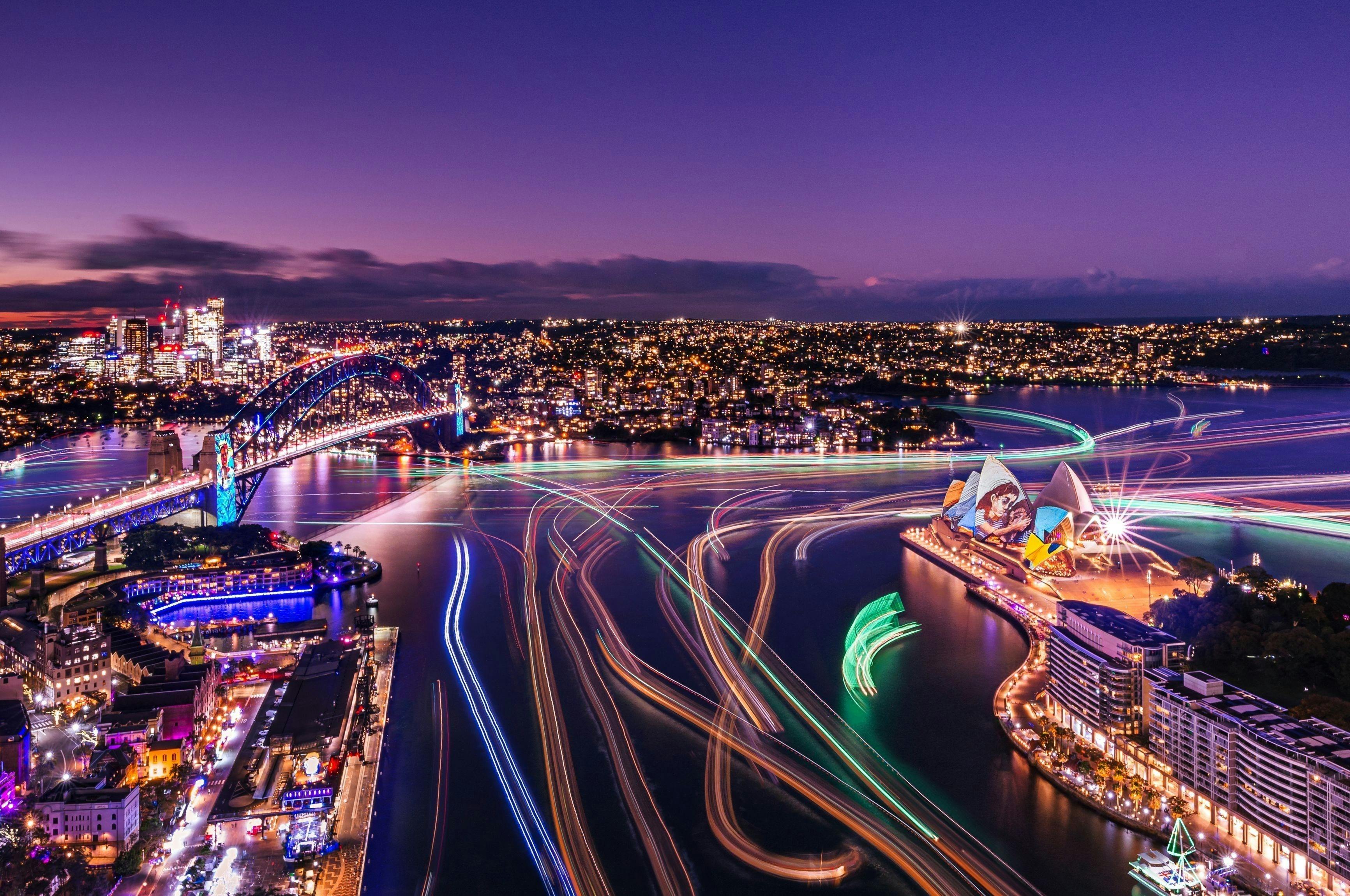 view of Circular Quay during VIVID Sydney