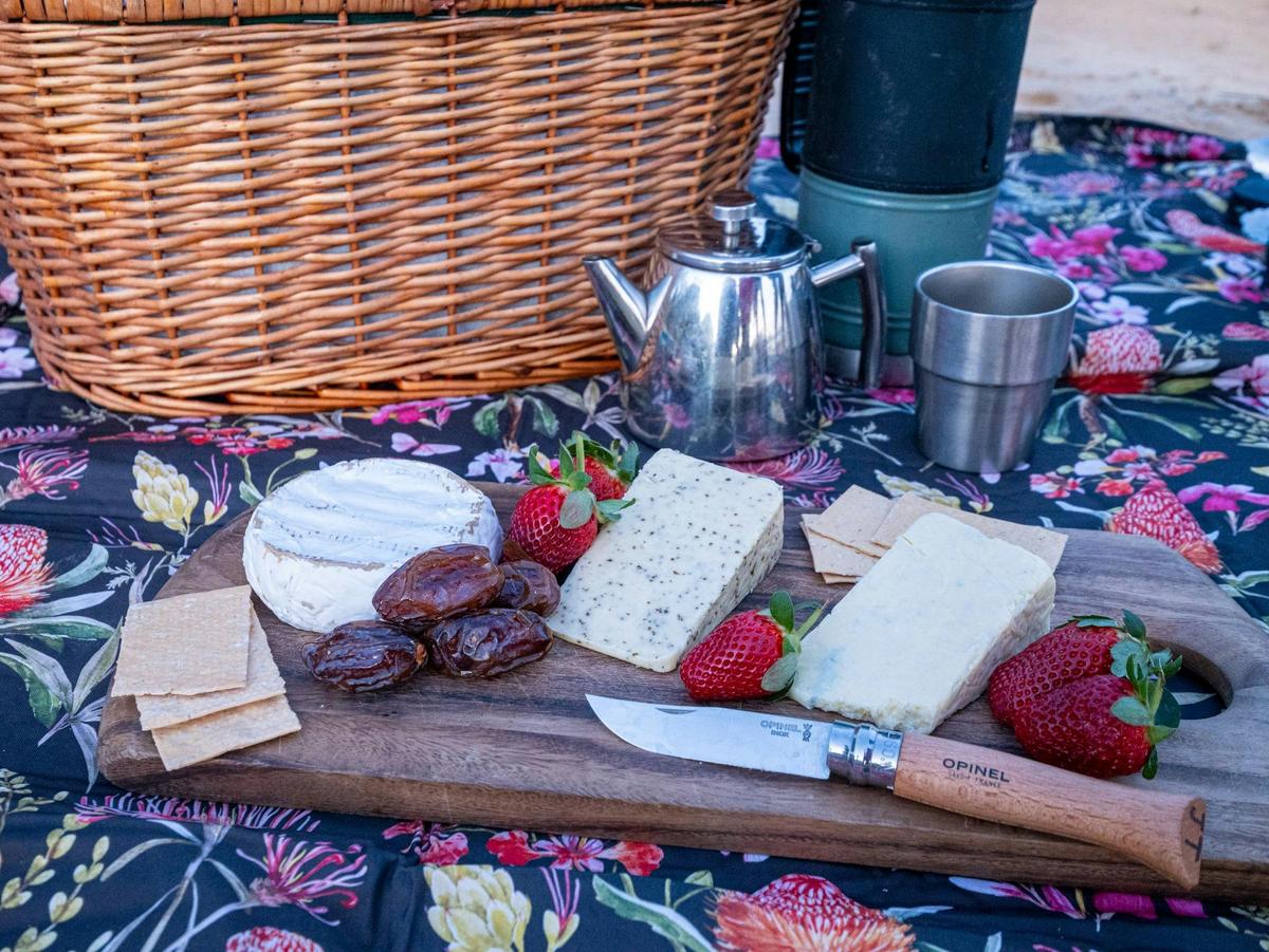 Supper: Local cheese, fresh fruit, and hot drinks.