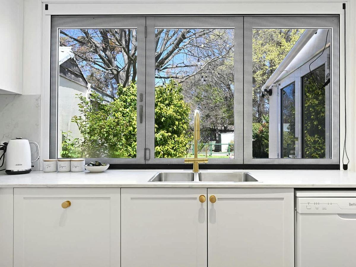 Kitchen window at Cosy March Cottage