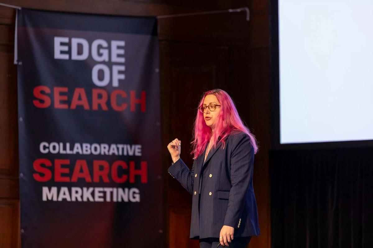 Amanda King on stage at Edge of Search