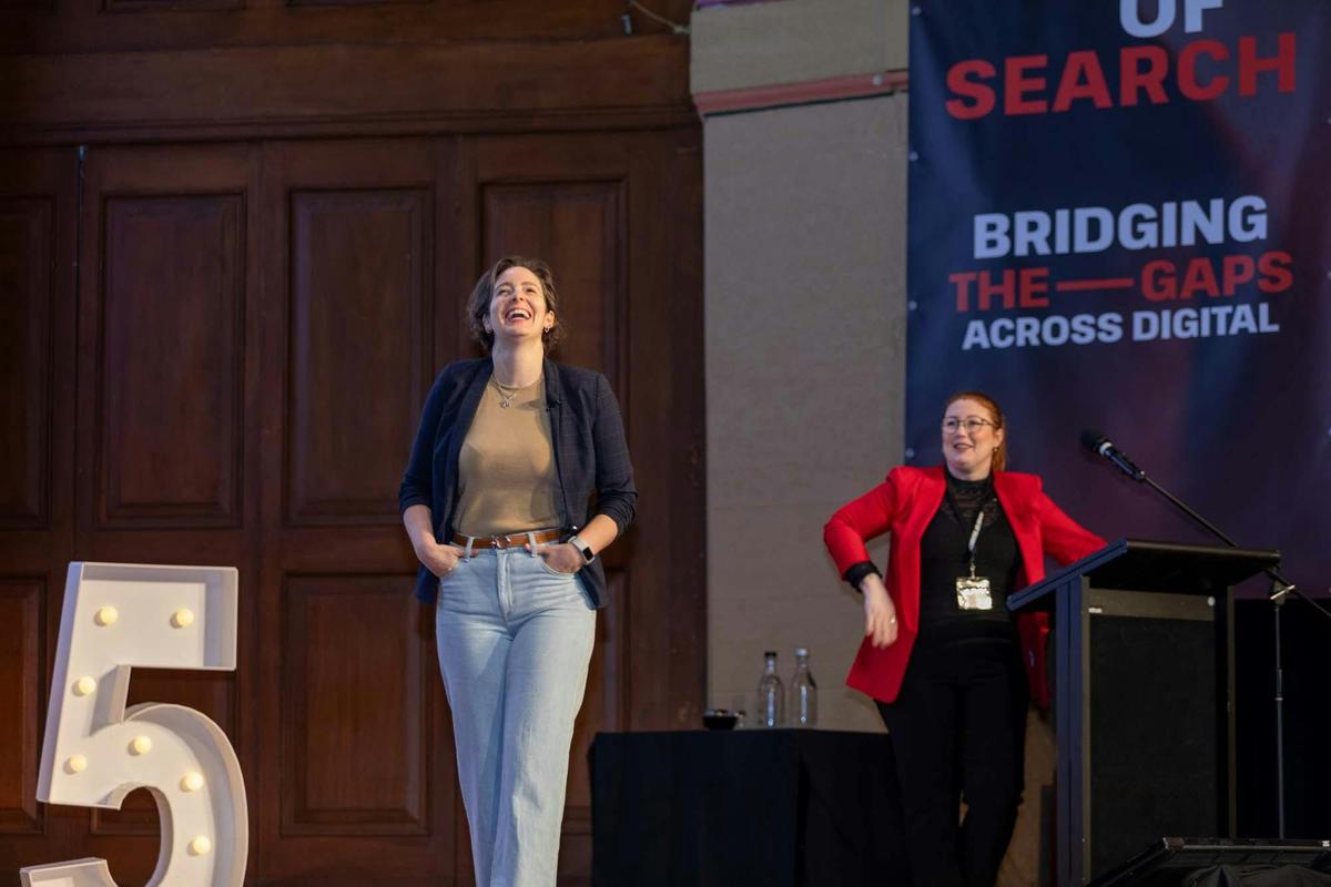 Shonavee Simpson-Anderson & Jes Scholz on stage at Edge of Search