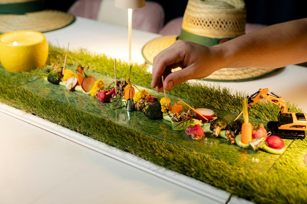 spring table setting with intricate details