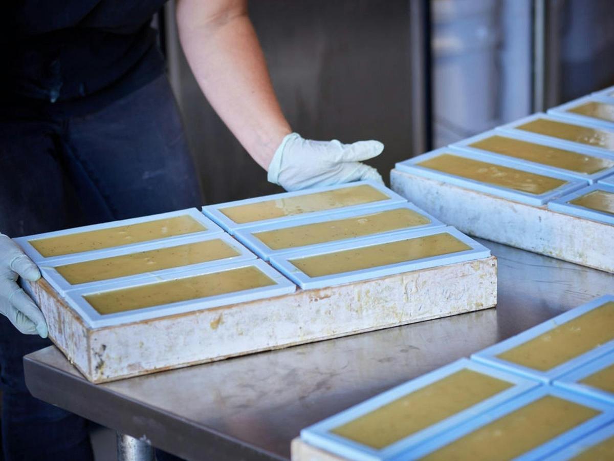 Soap poured into moulds