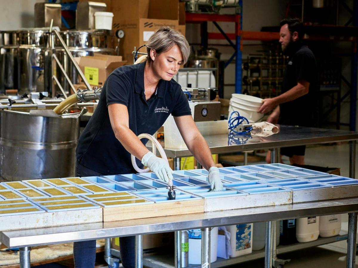 Cassie making soap
