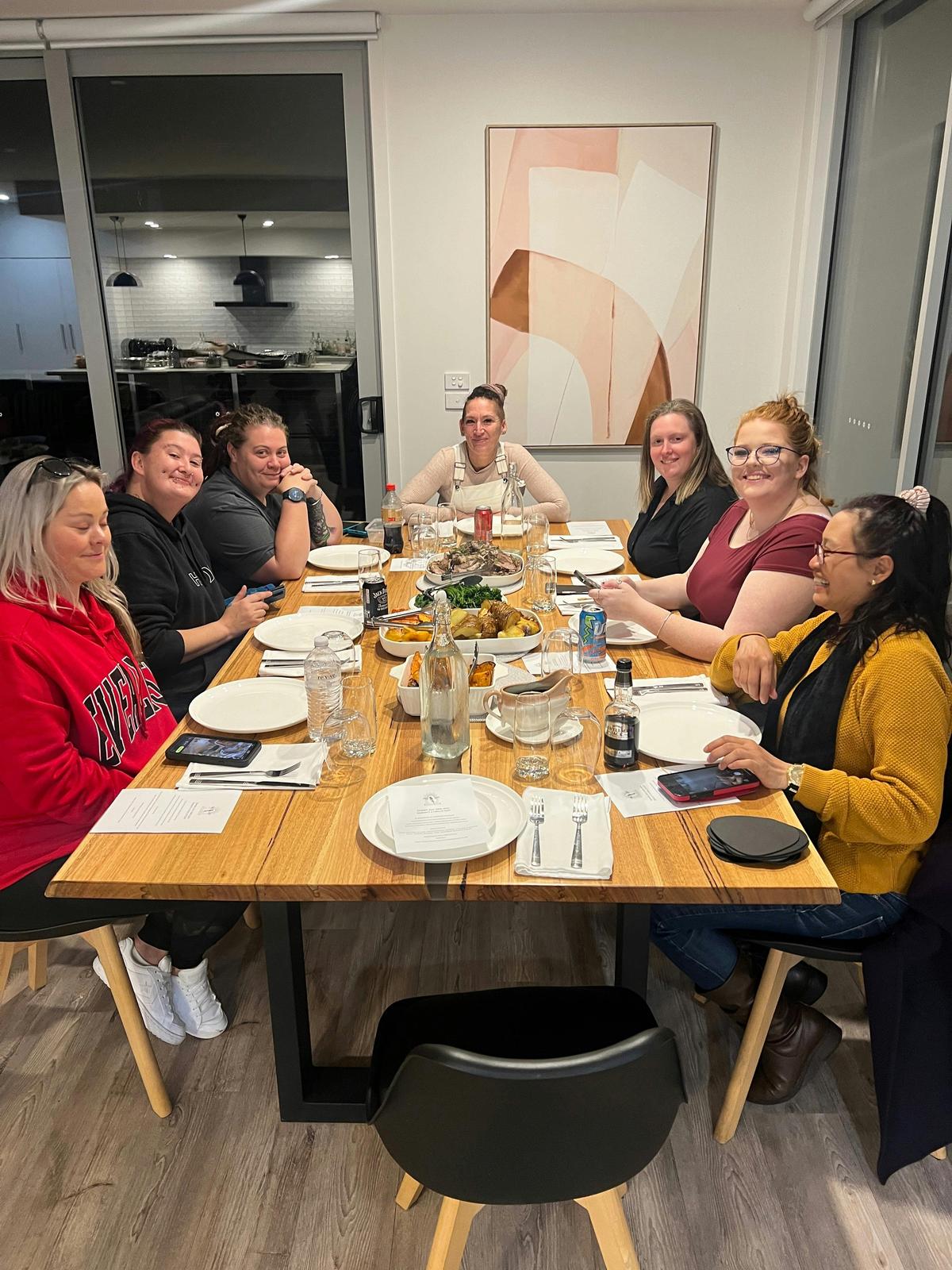A family enjoying a surprise dinner