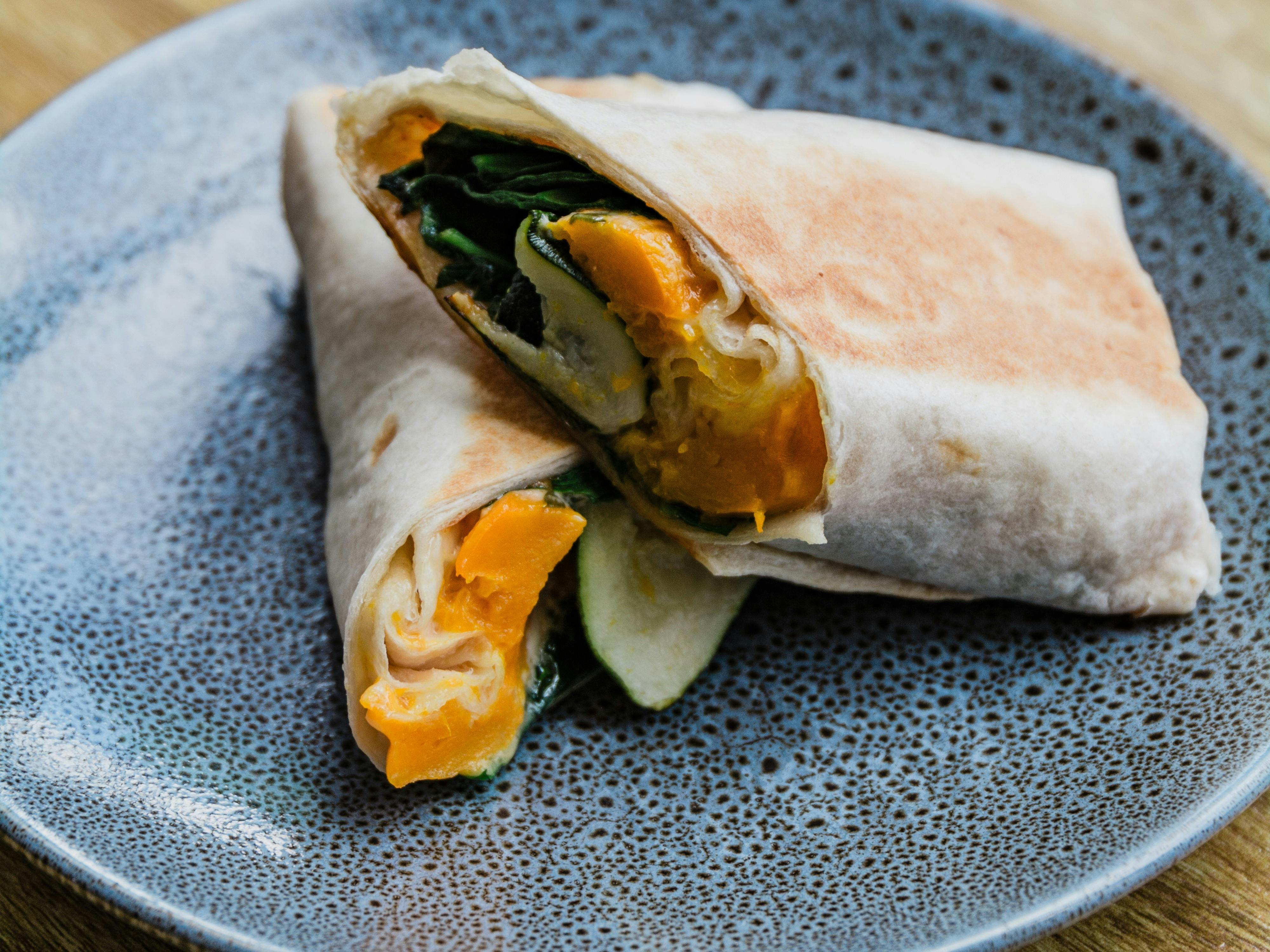 Grilled Vegie Wrap with Meredith Goats Cheese