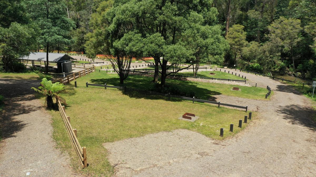 The grassy campground is spacious and well laid out