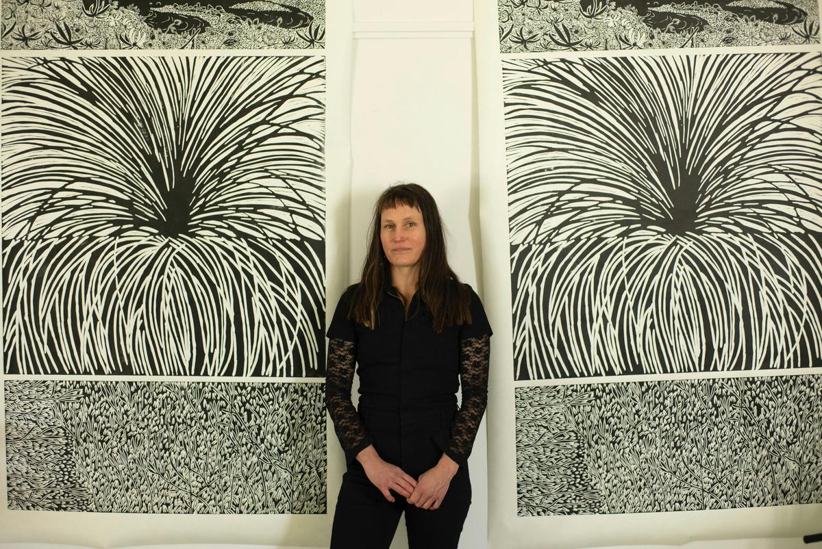 Loique Allain with artwork