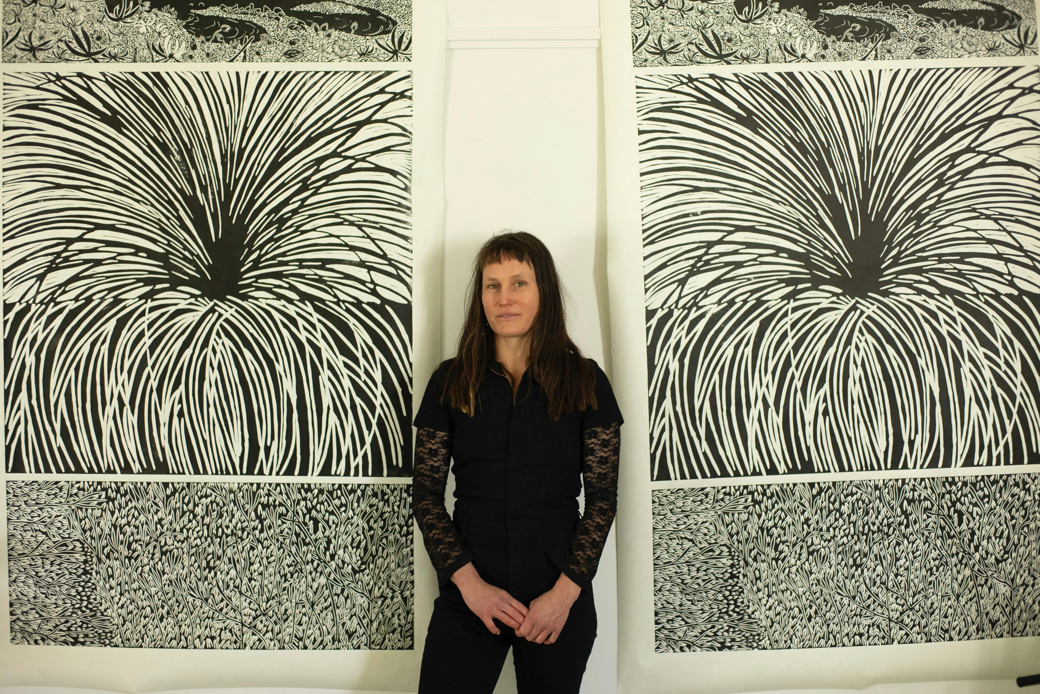 Loique Allain with artwork