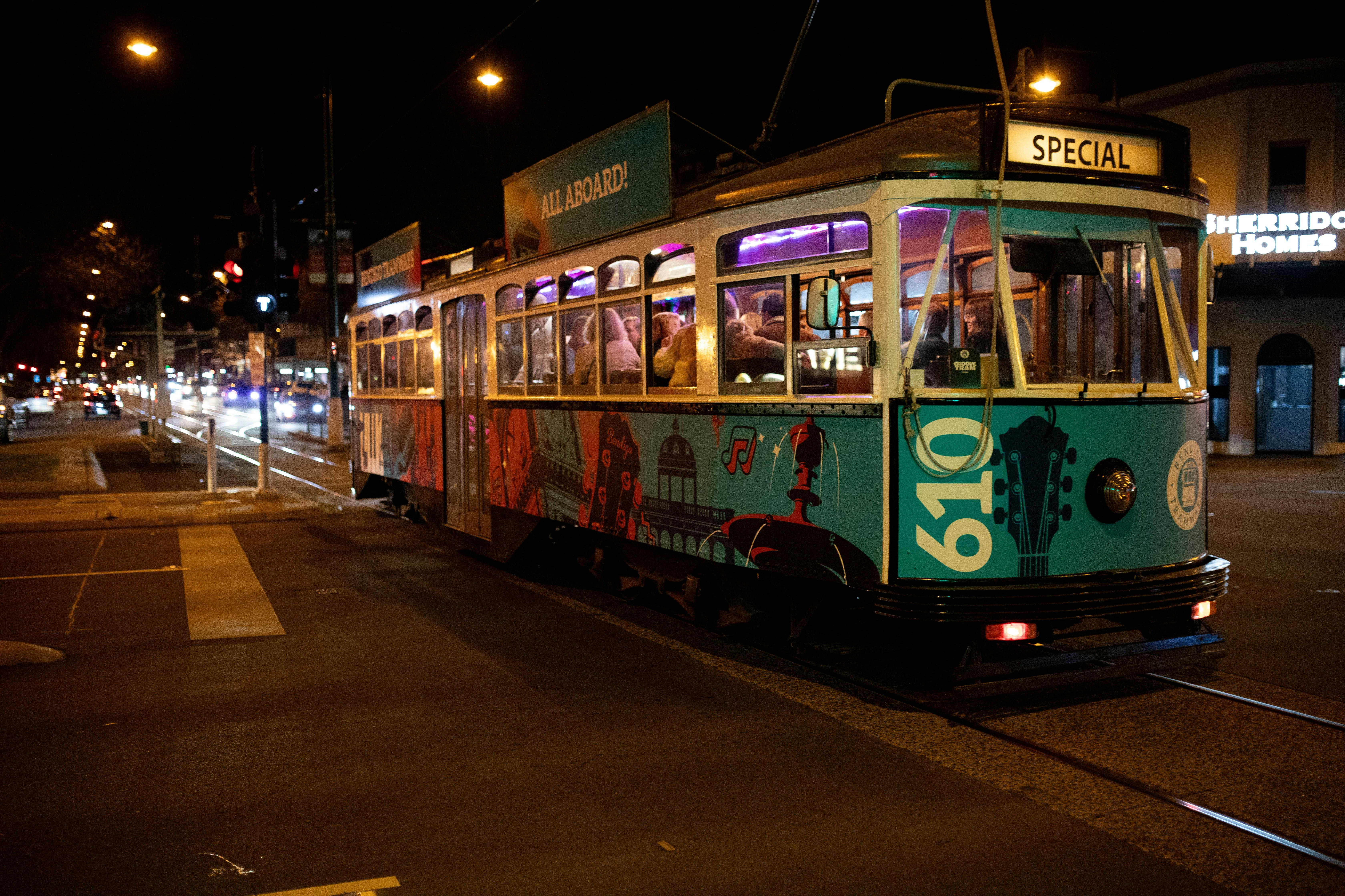 Groove Tram on the tracks