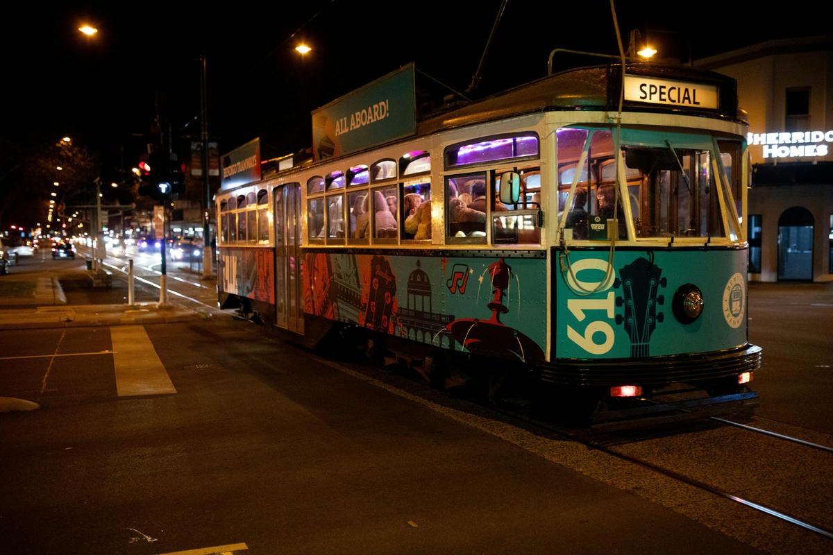 The Groove Tram on the tracks