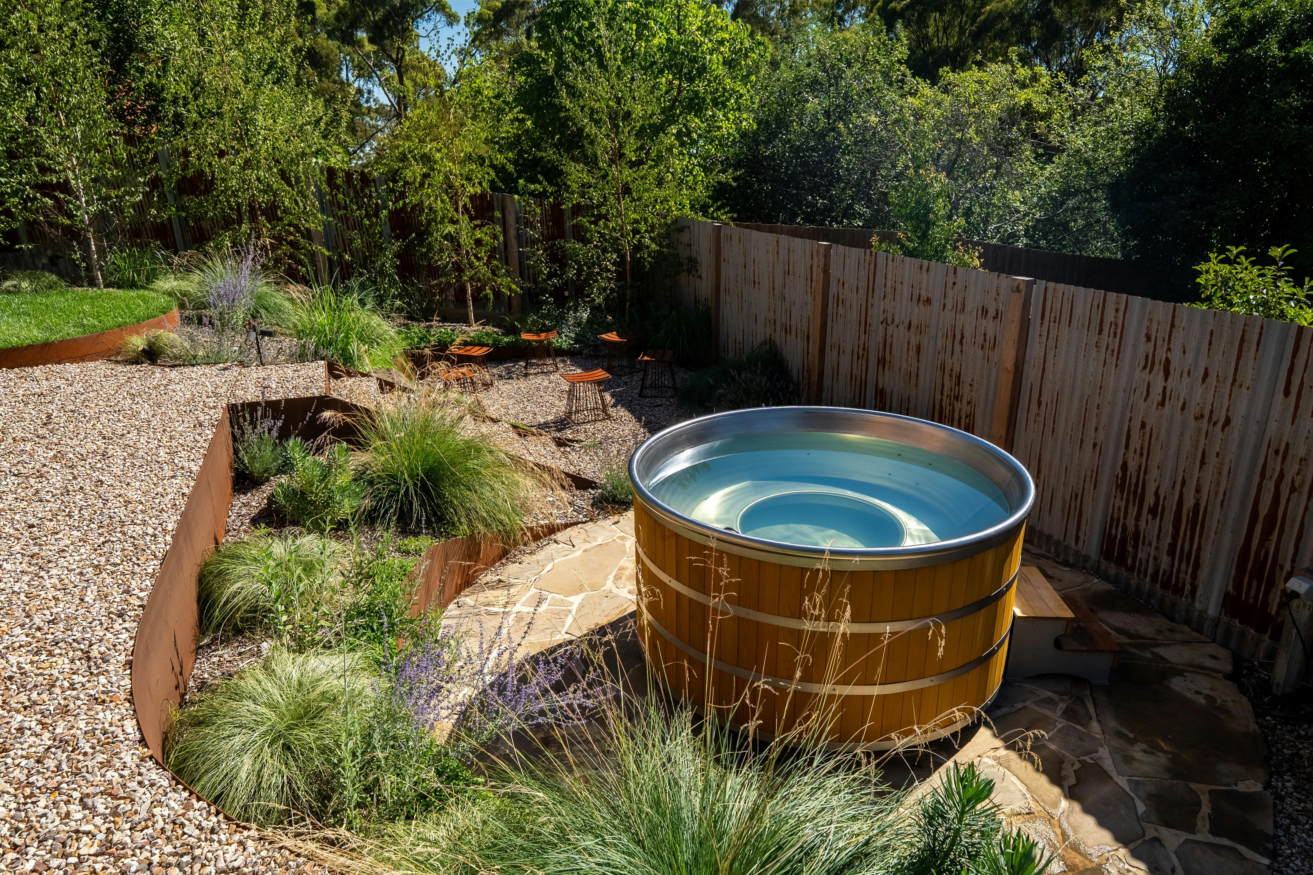 Logue's tranquil spa and fire pit