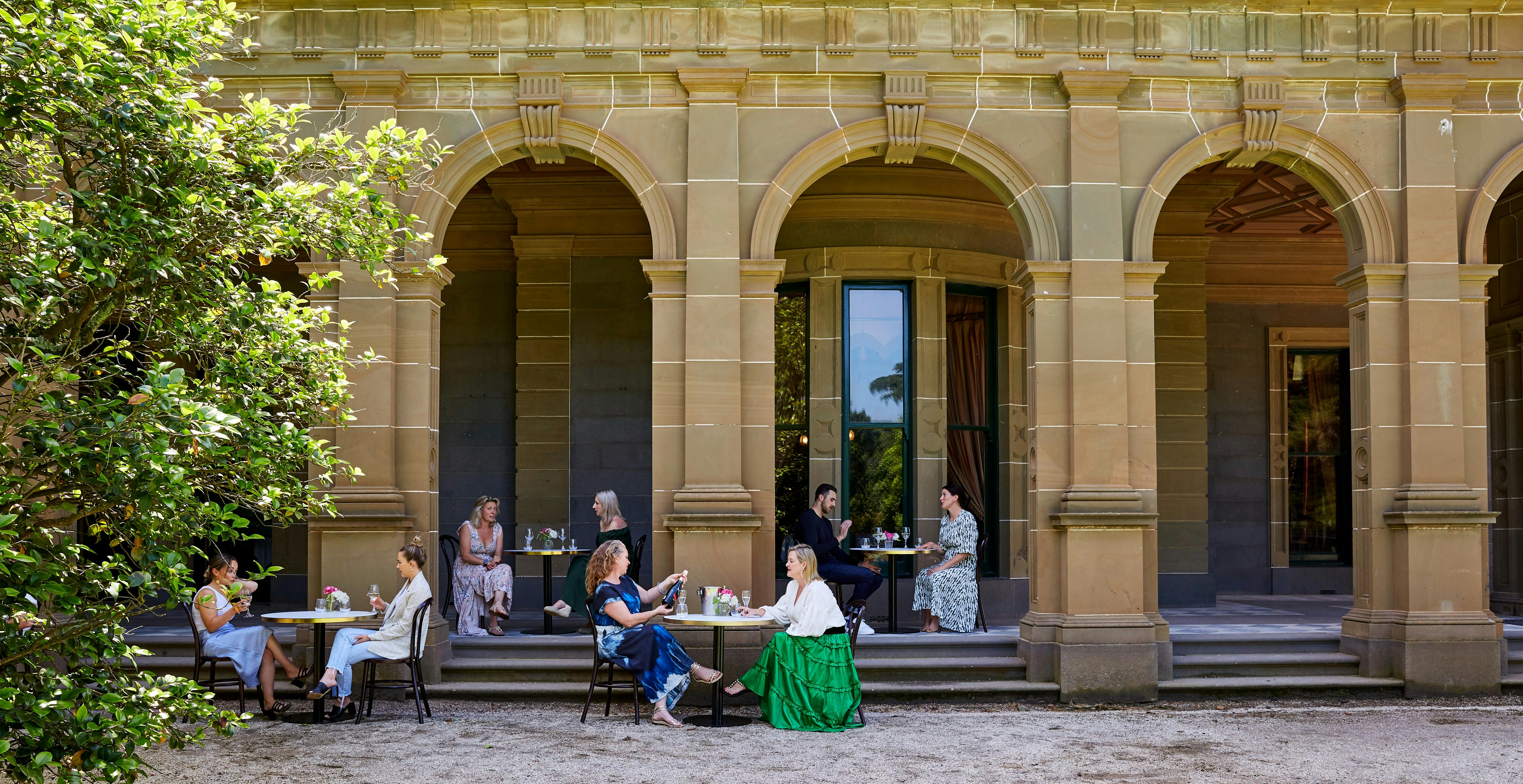 Dining on the gorgeous Werribee Mansion Terrace