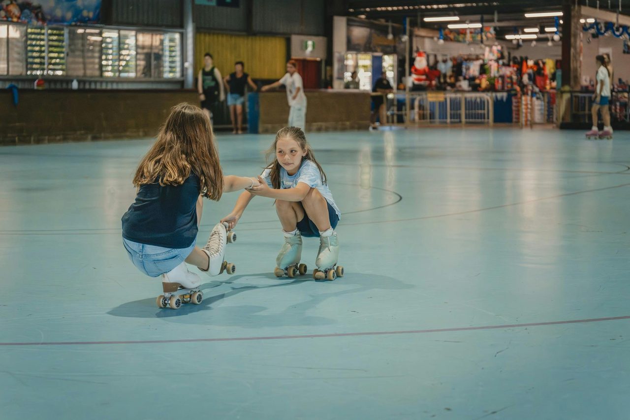 Young girls practicing their routine
