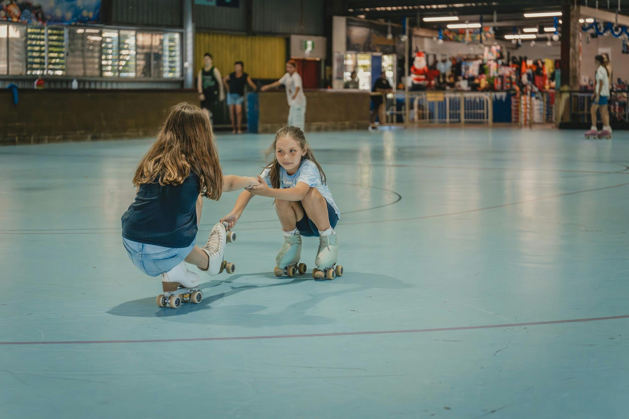 Young girls practicing their routine