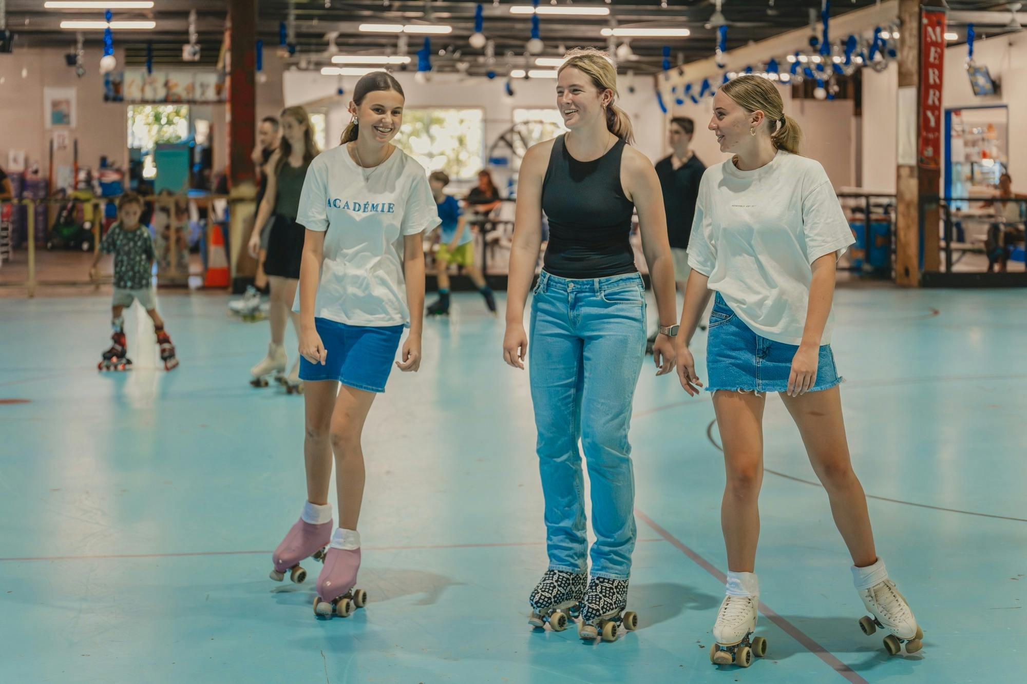 Teens skating at rollerworld