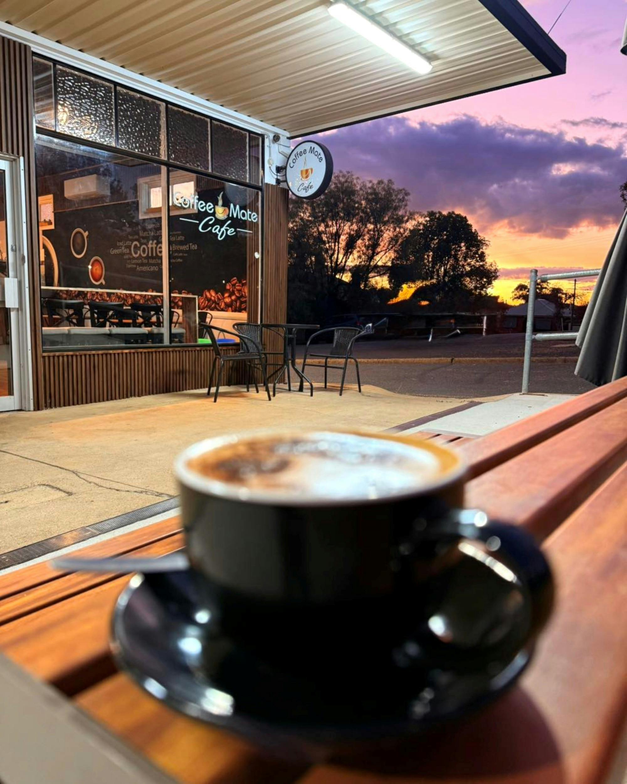 Outside the cafe