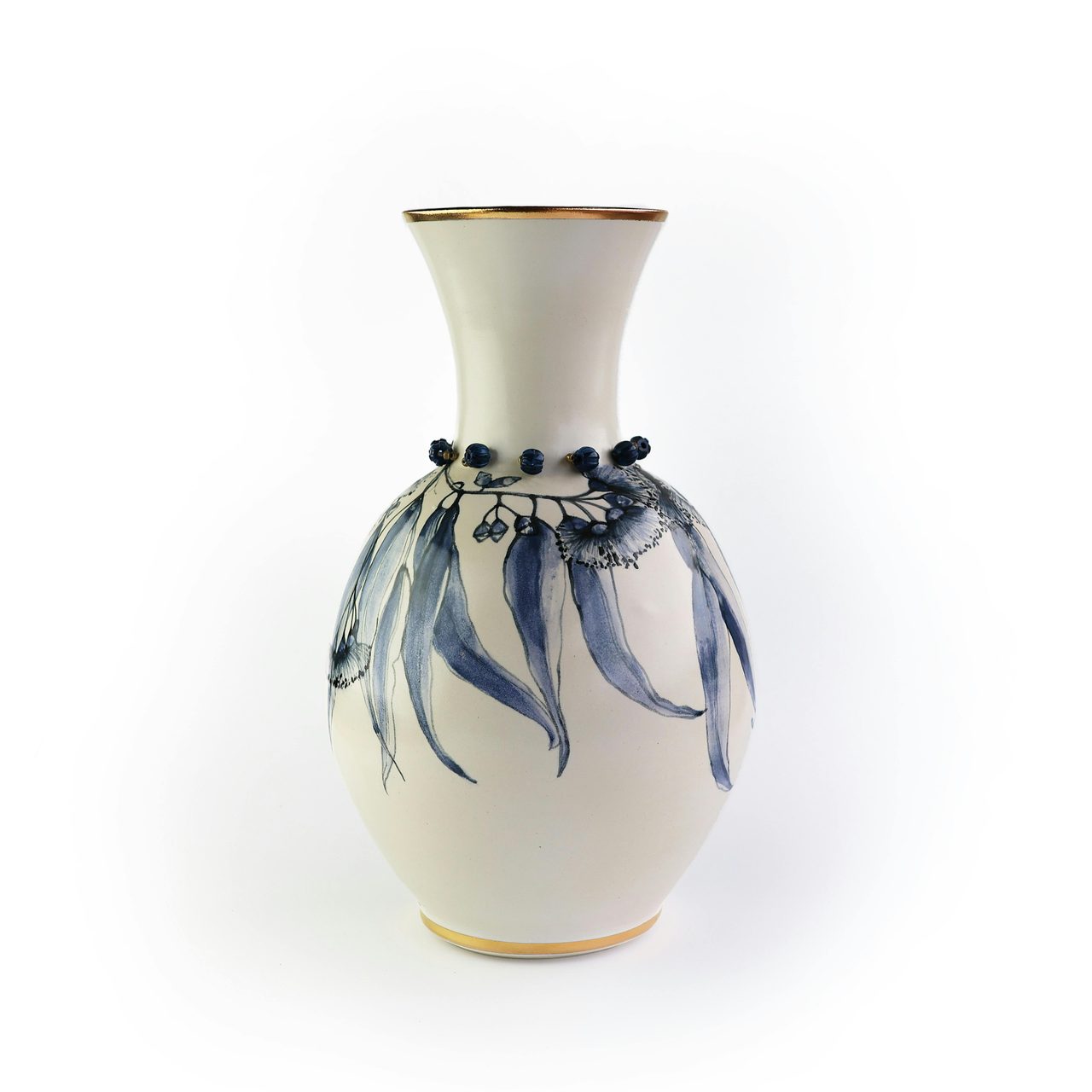 Blue Gum Vase with Beads