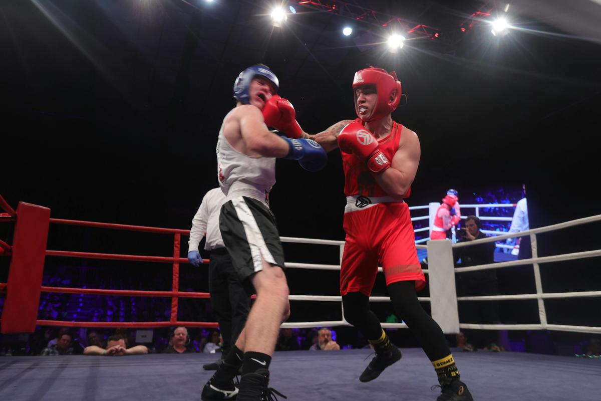 Action shots 2 boxers giving there all