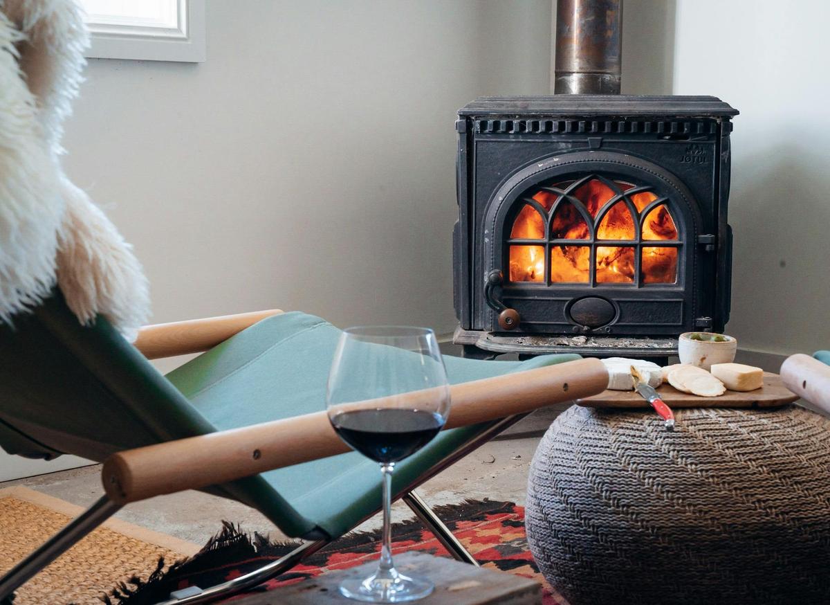cosy fire place inside and fire pit outside