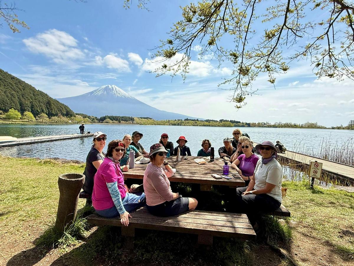 A hiking rest stop with Mt Fuji watching over us.