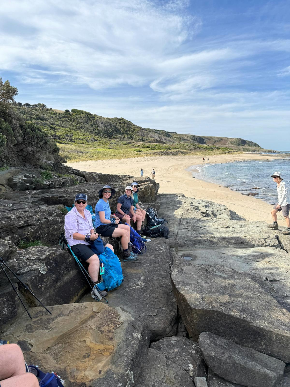 Stopping for lunch along our beach hike