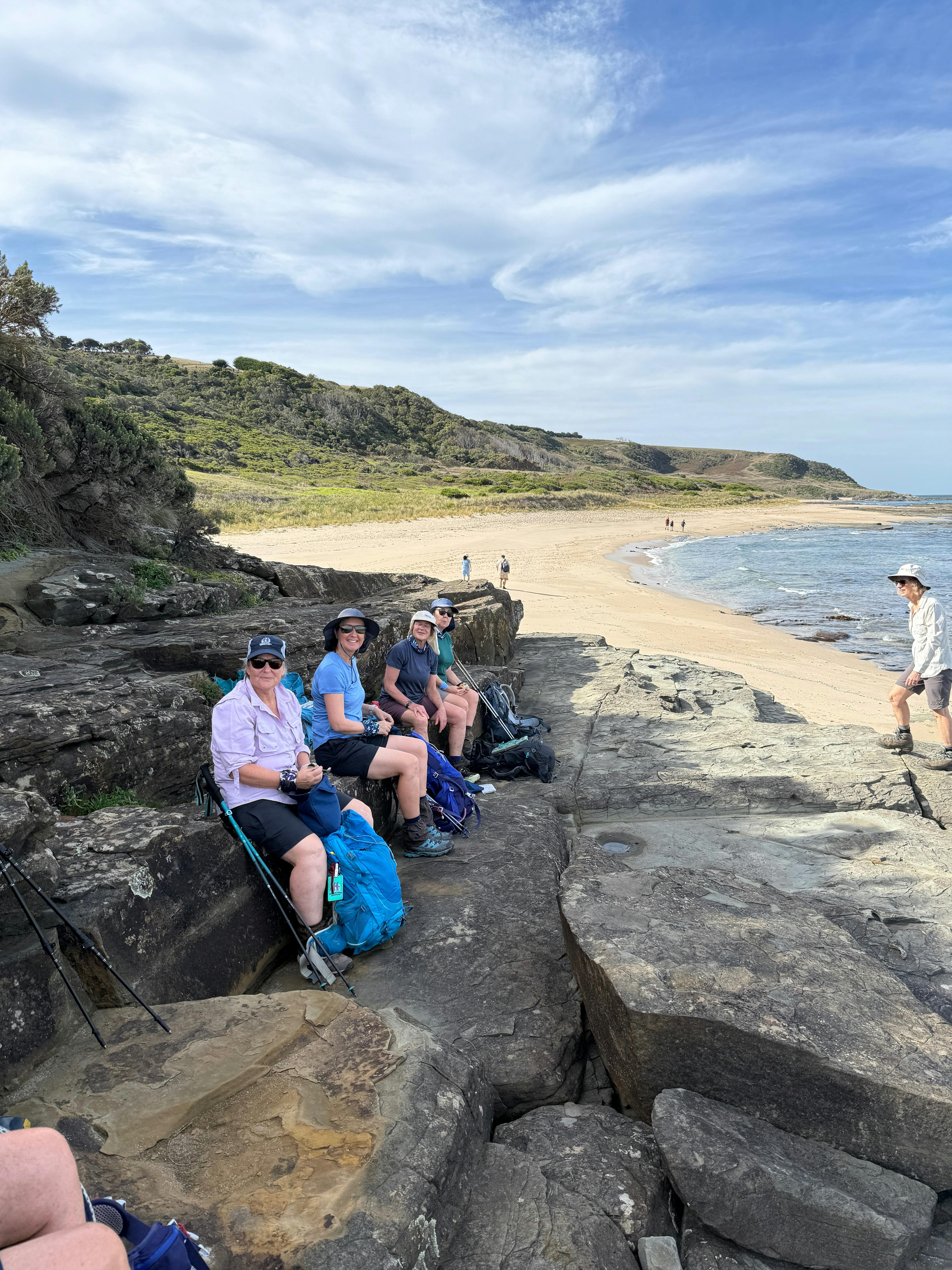 Stopping for lunch along our beach hike