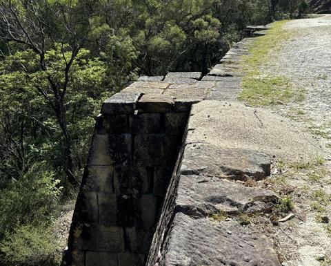An 1830s convict built stone buttress on Devines Hill, Dharug National Park