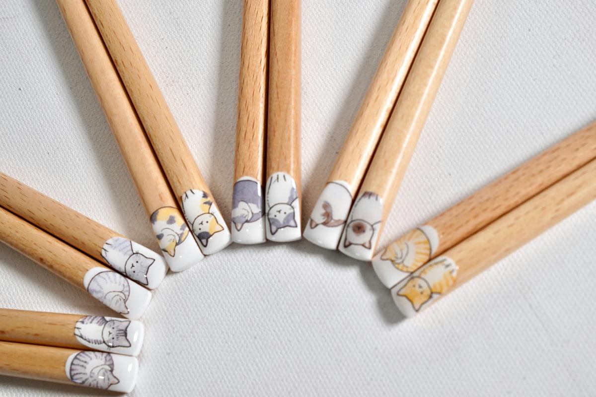 Handcrafted in Japan, wooden chopsticks for cat lovers—simple, charming, and made for daily rituals
