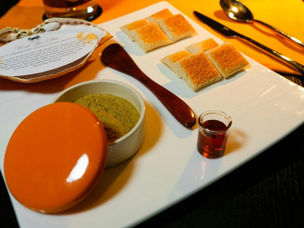 Rich, smoky and deeply umami — our signature Crab Liver Pâté.