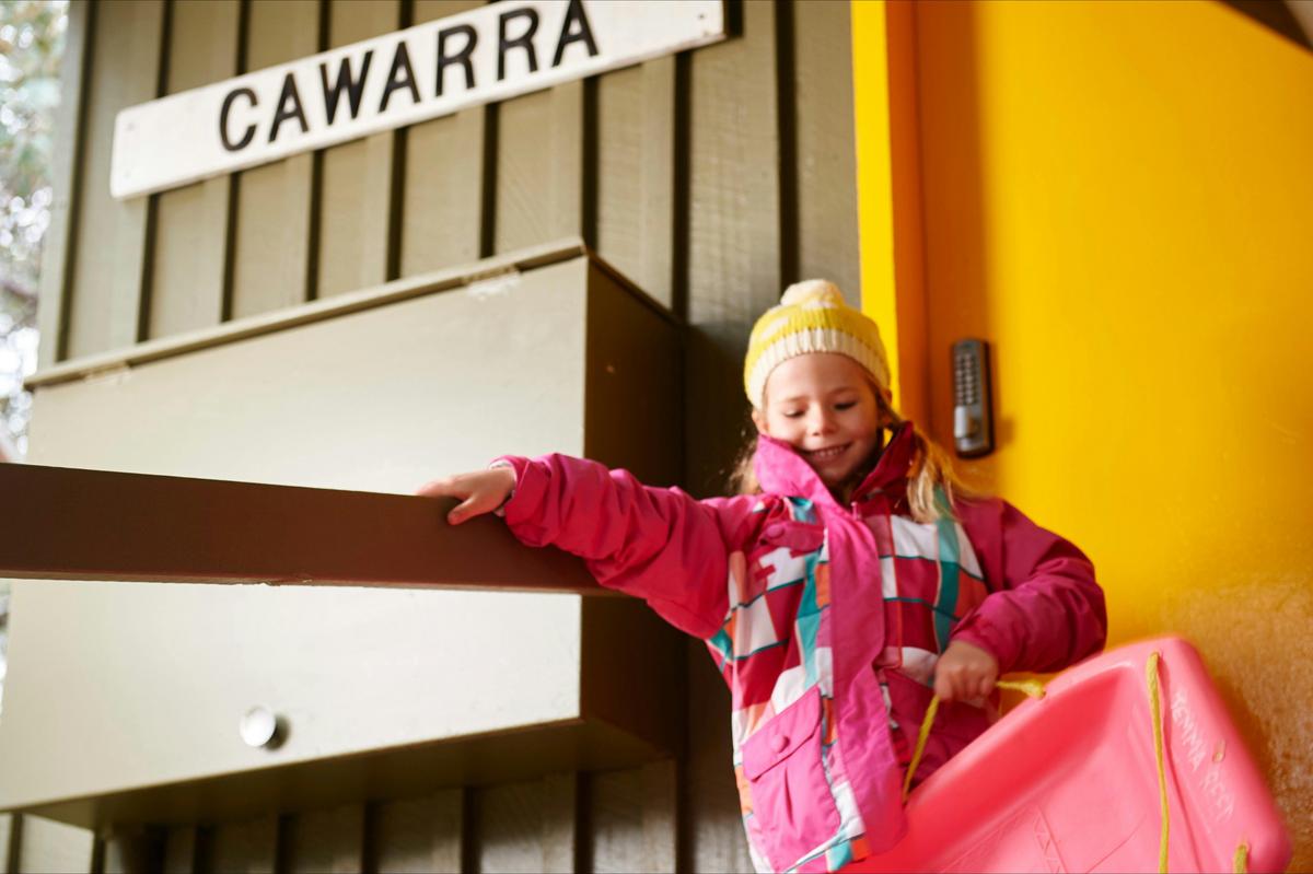 Kids Tobogganing fun Cawarra Ski Club Mt Buller