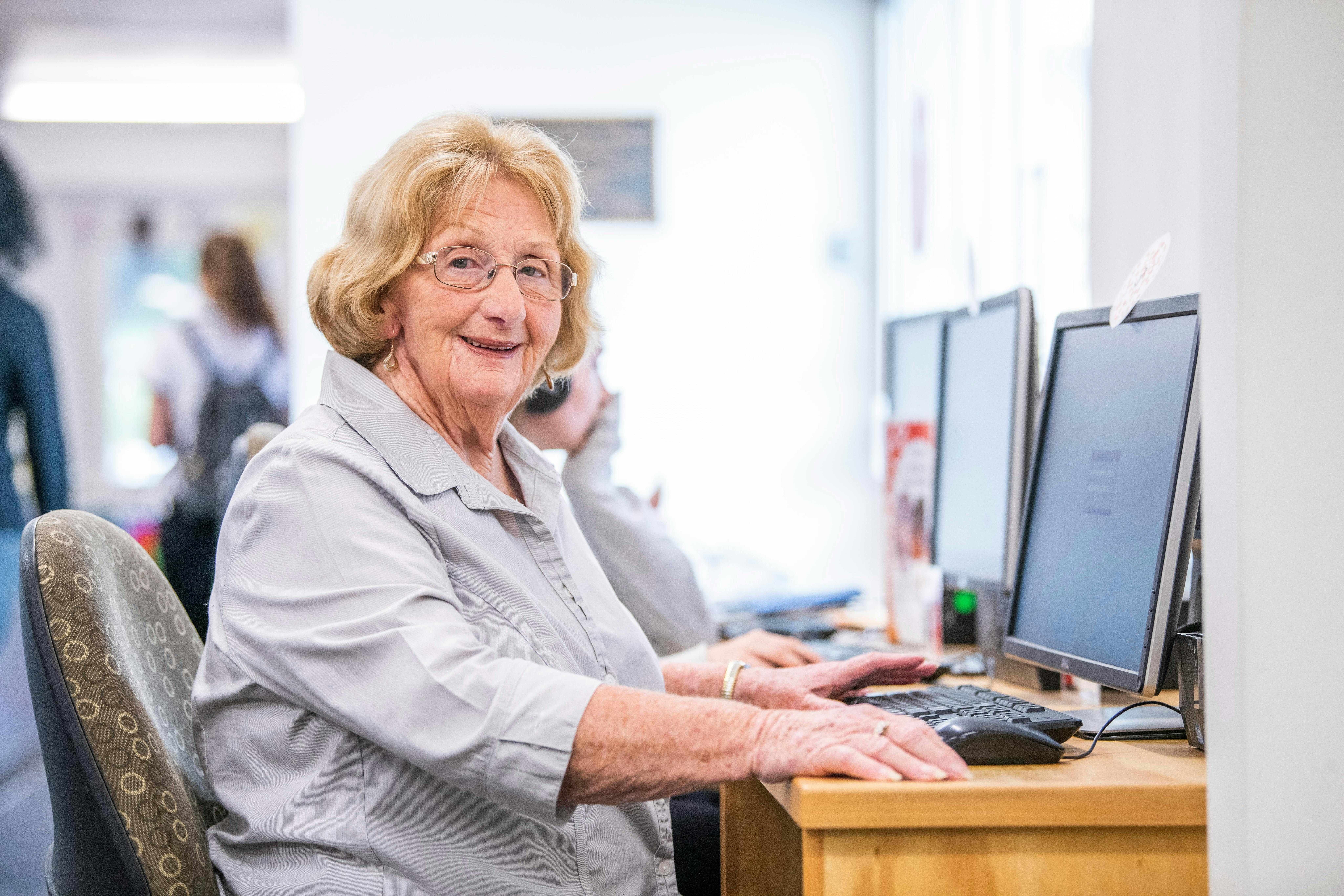 Customer using computers
