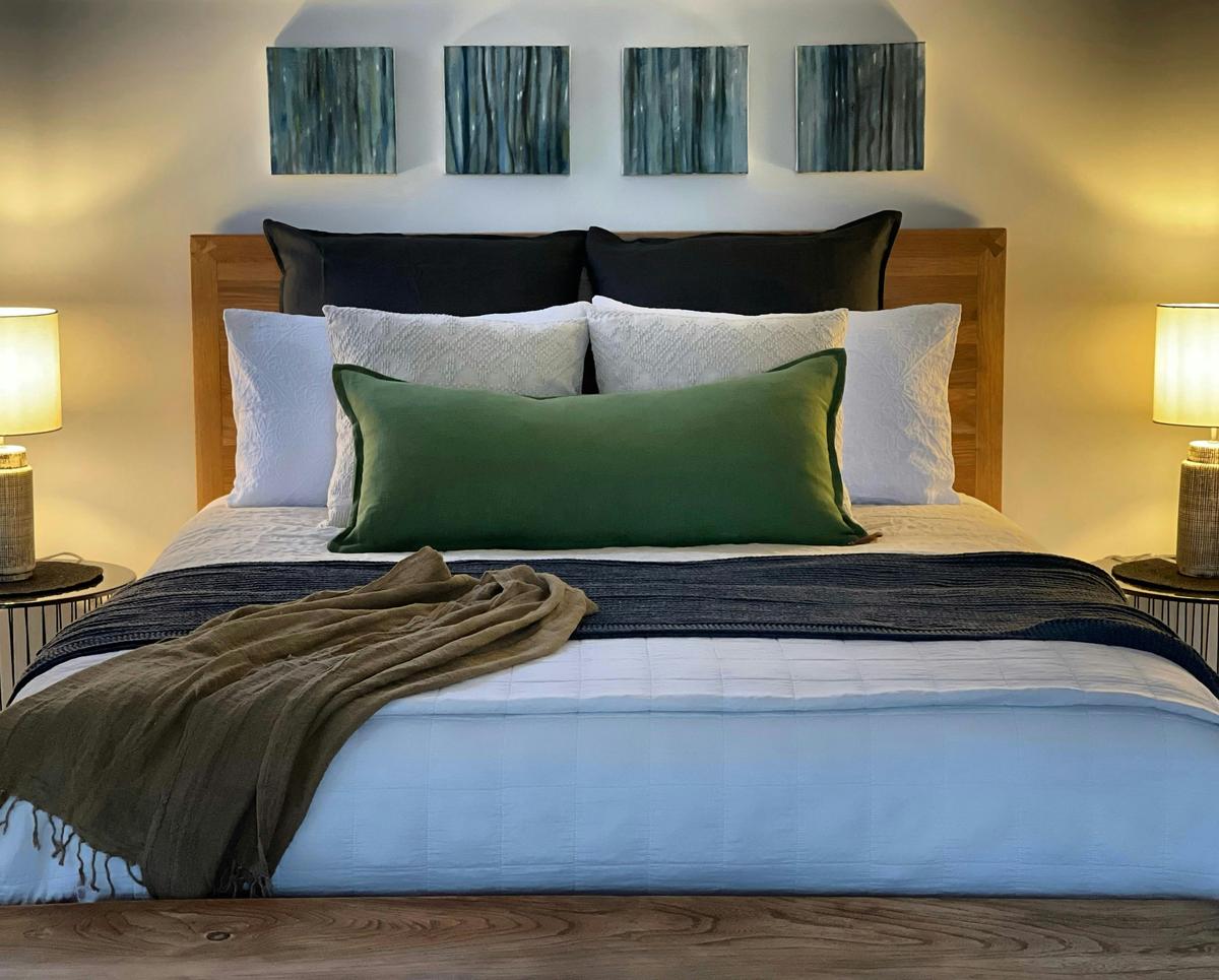 Queen Bed with fine linens