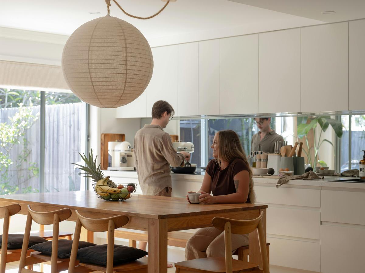 Open plan kitchen-dining and entertaining at Sea Notes Yamba NSW