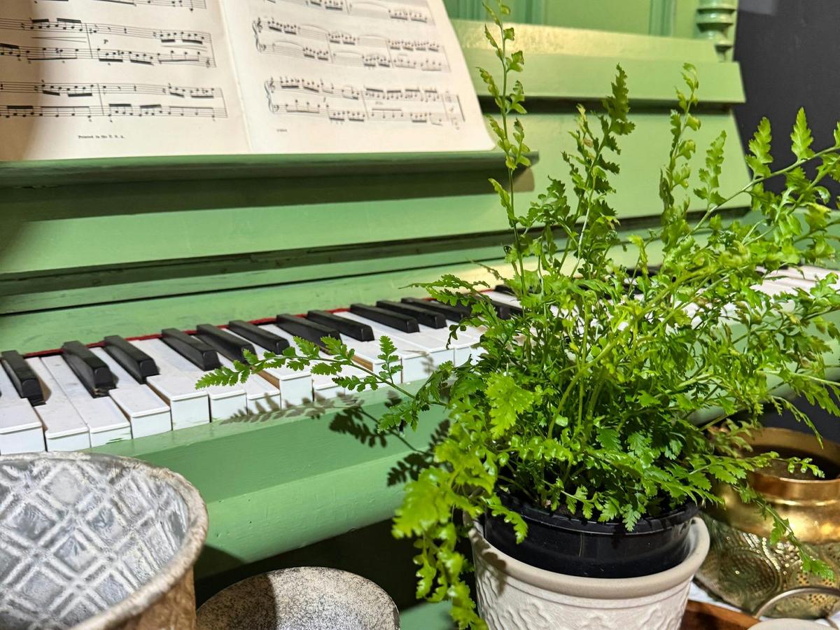 Vintage piano on display at The Cotton Shed