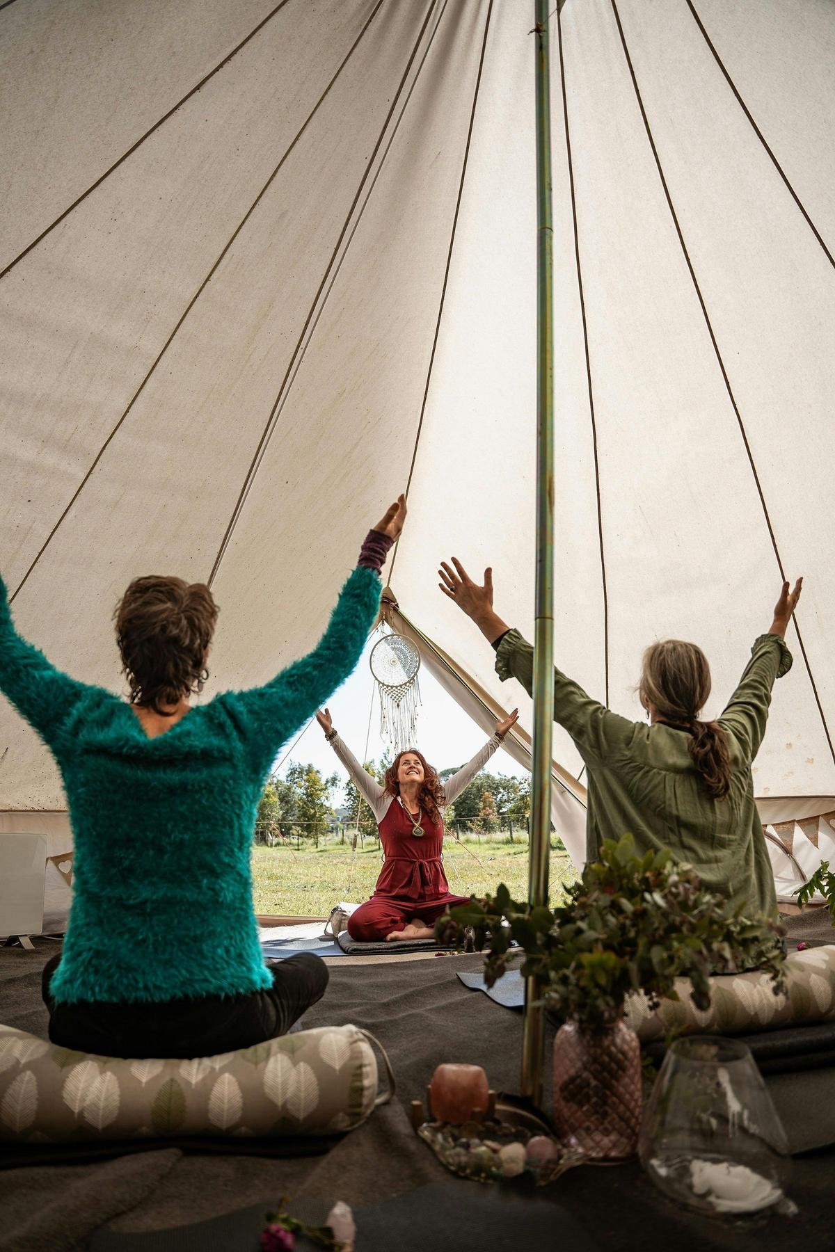 On retreat we start our mornings in the bell tent with gentle movement