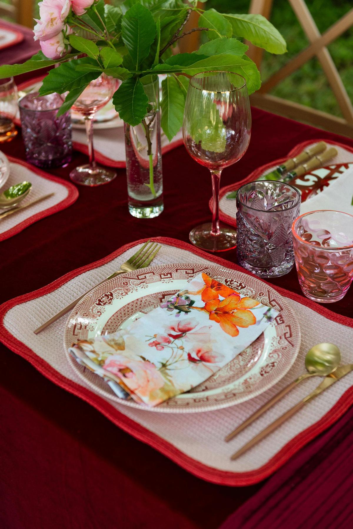 A tablescape for an event at Little Luscious Farm