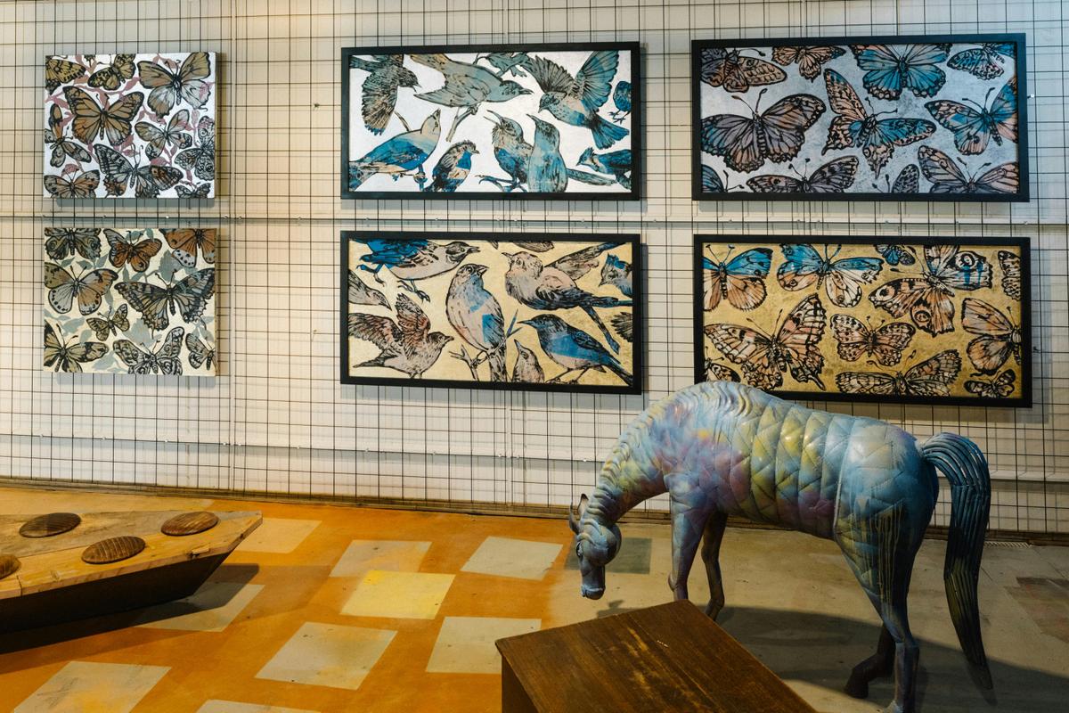 Wall of David Bromley art at The Rex Daylesford