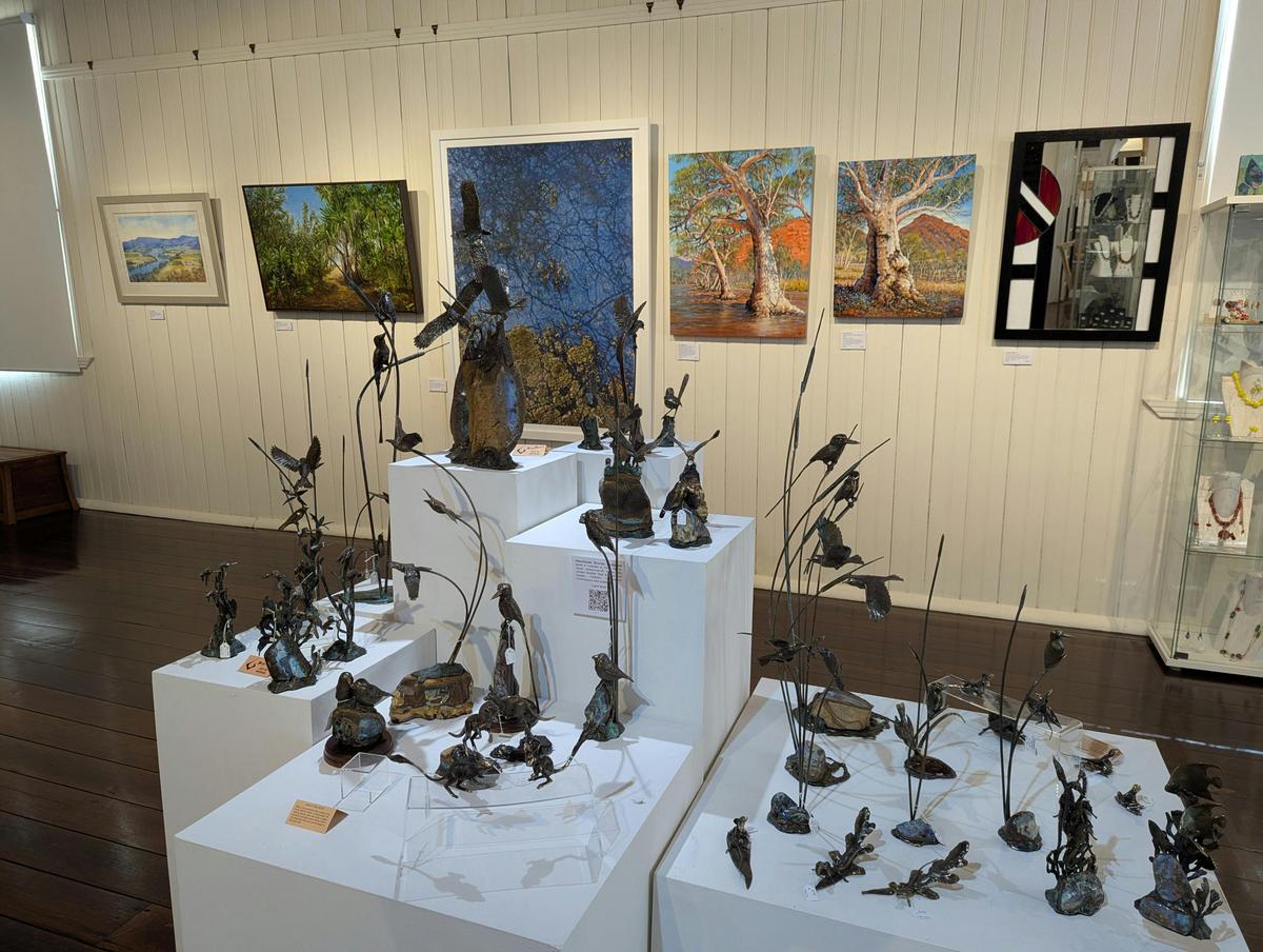Various paintings and Australian bronze