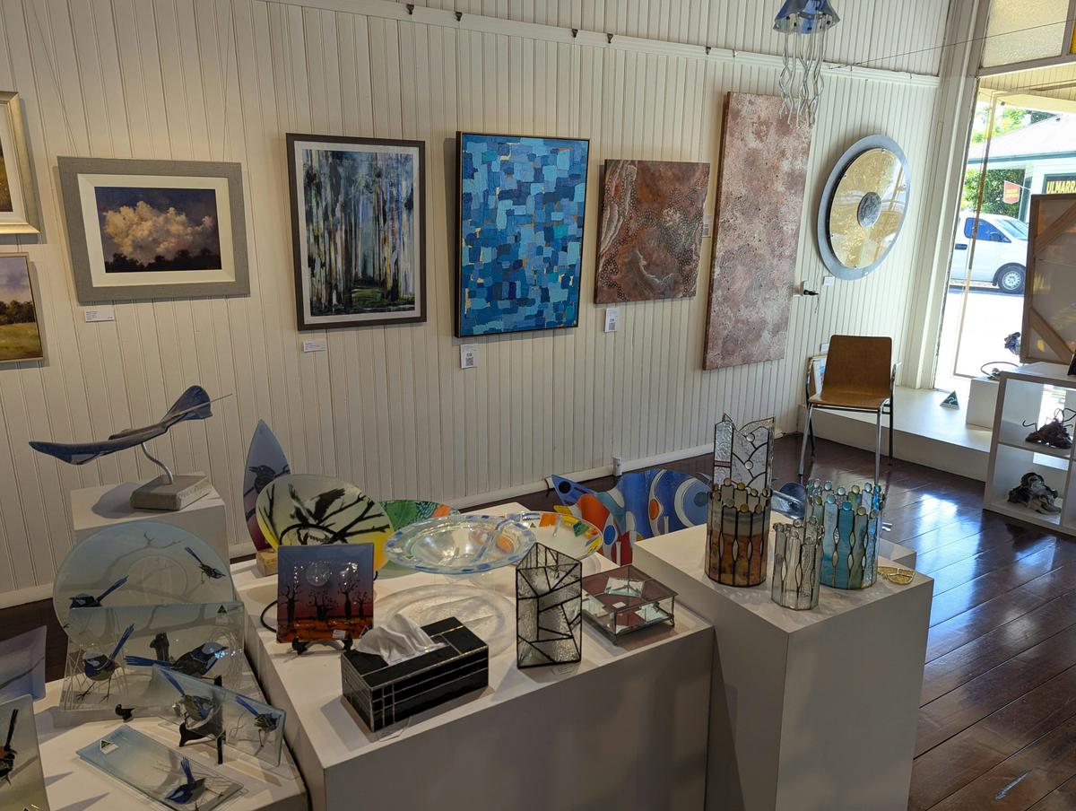 Locally made glass art and paintings by local artists