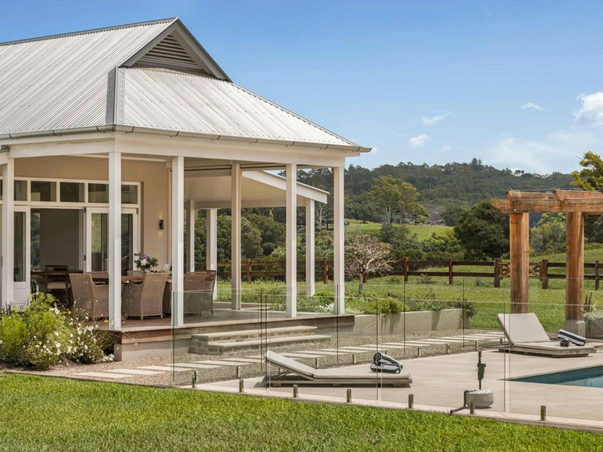 Outdoor entertaining area overlooking rolling green hills