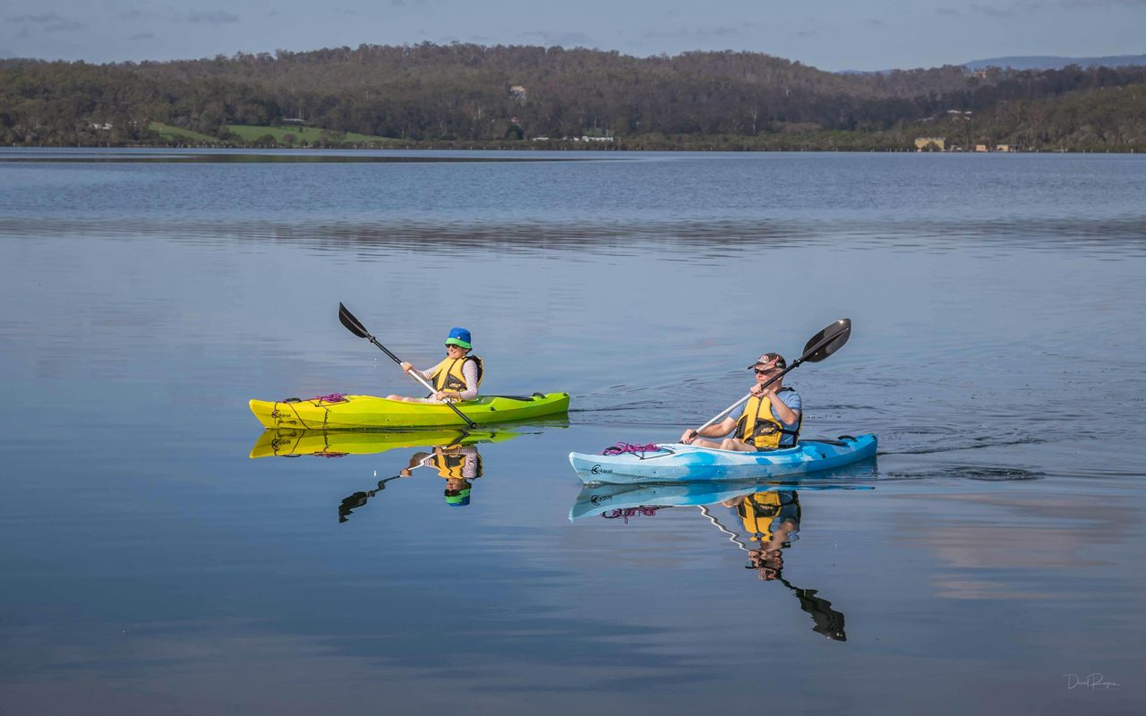 Kayaking on Merimbula Lake