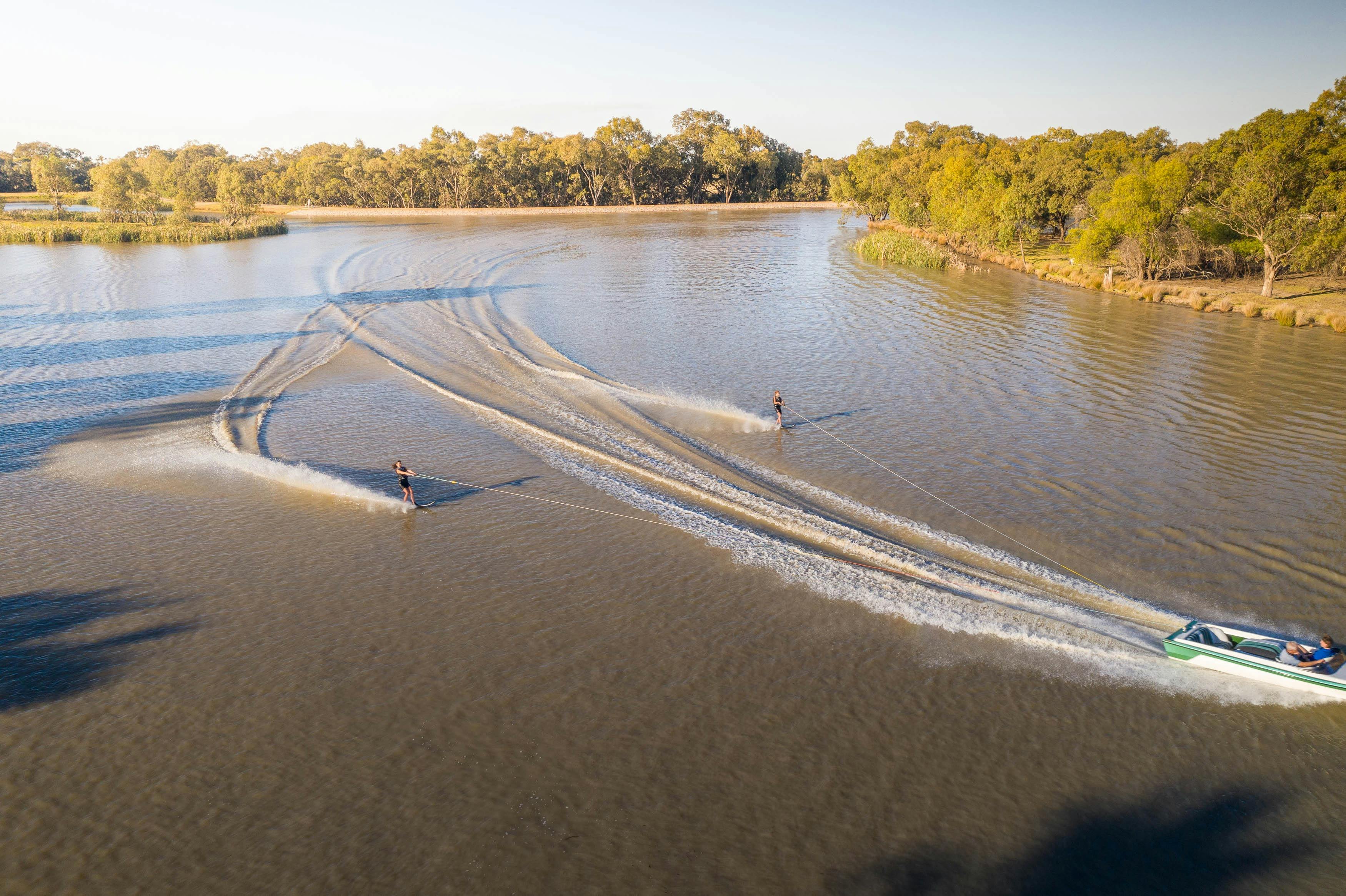 Water skiing on Lake Jerilderie