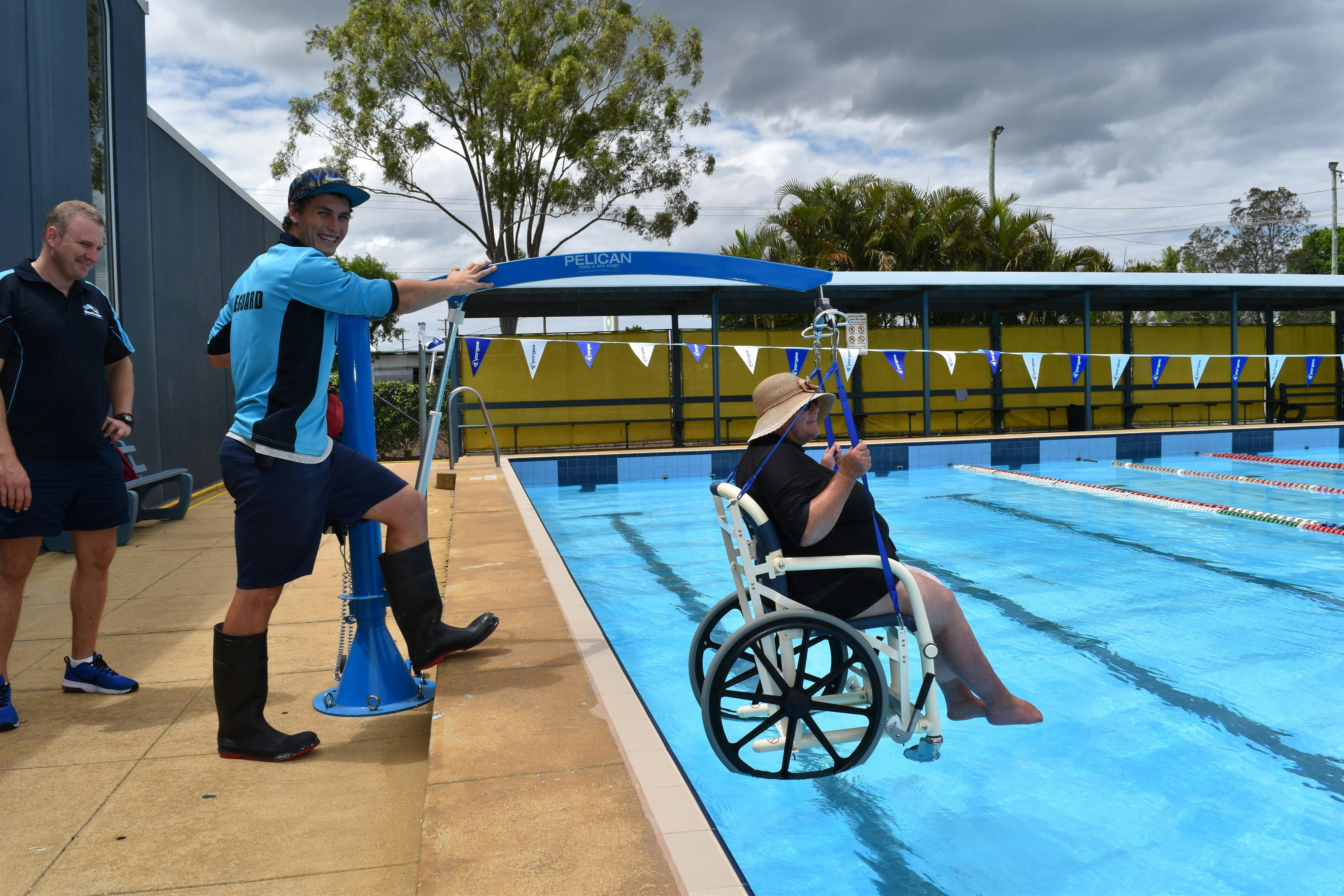 Water Wheelchair into the Pool