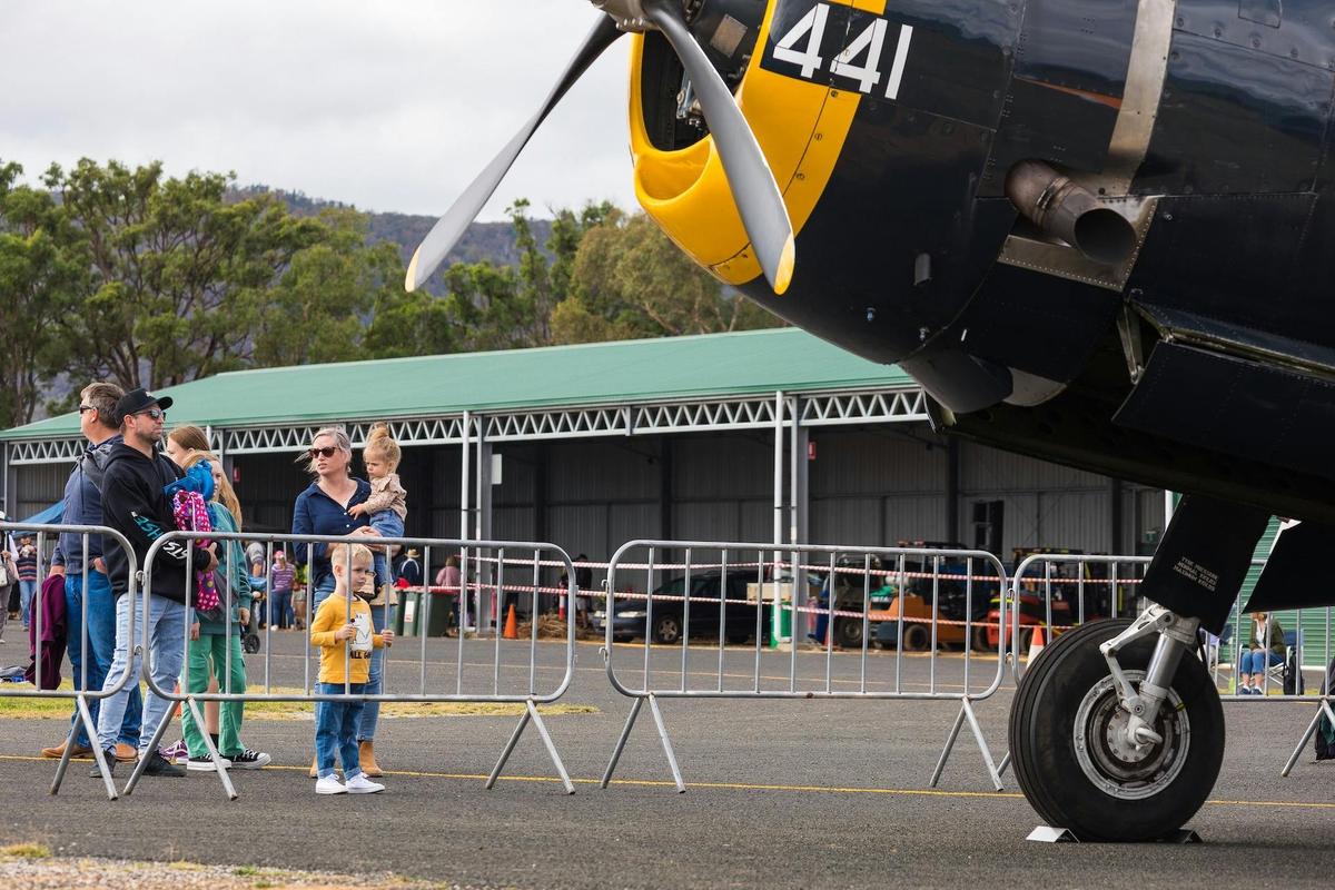Visitors enjoying the Avenger display