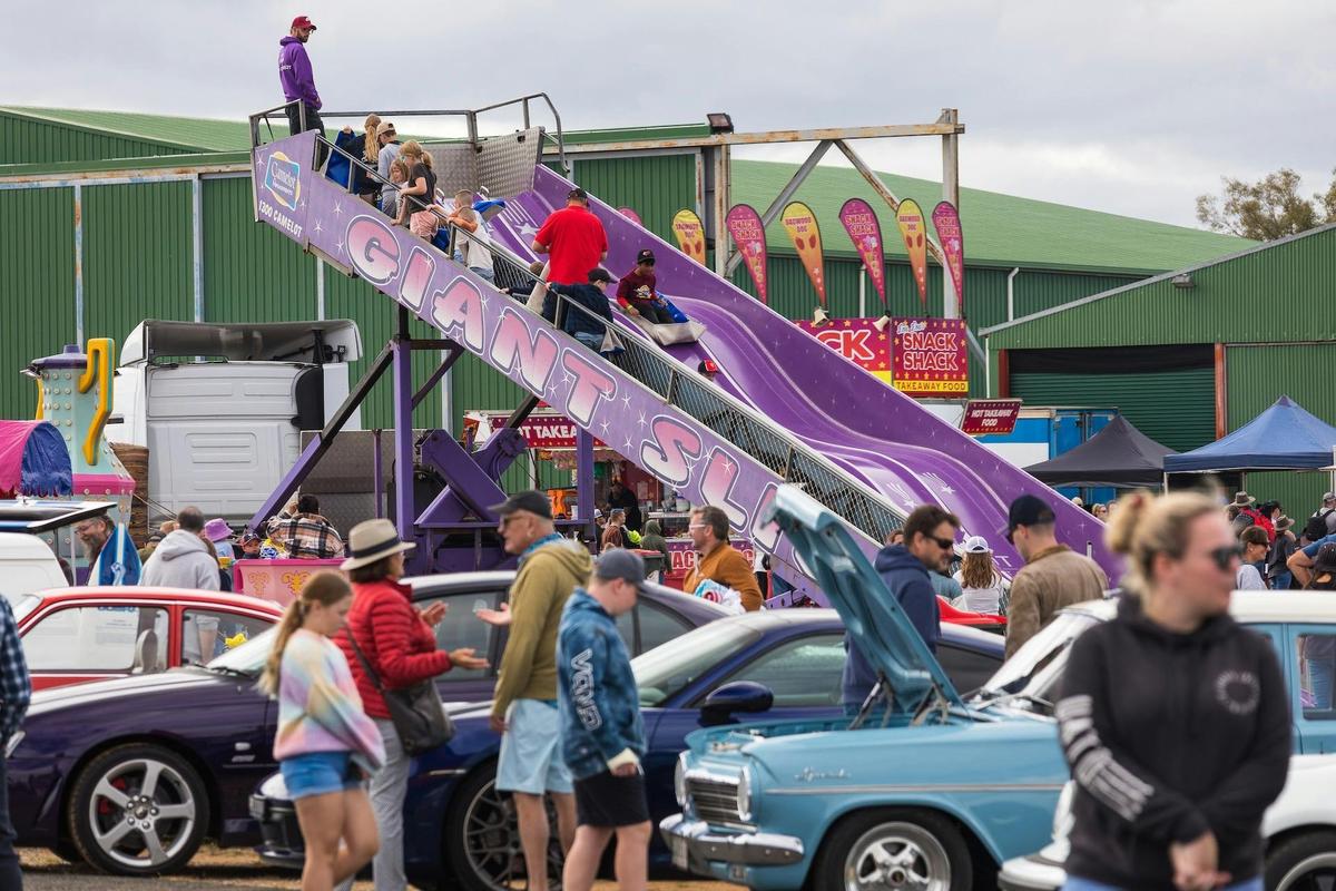 Kids amusement rides and a huge car show
