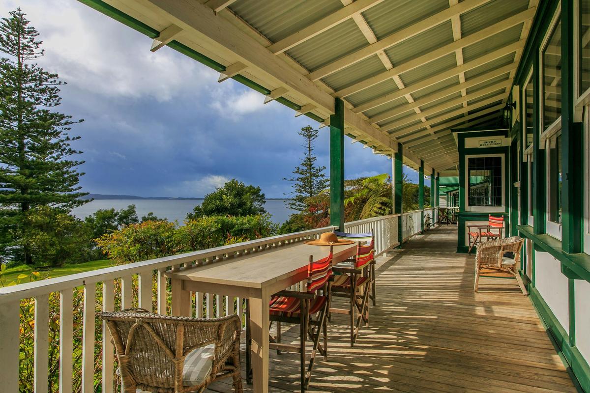 Wide verandahs overlooking lake