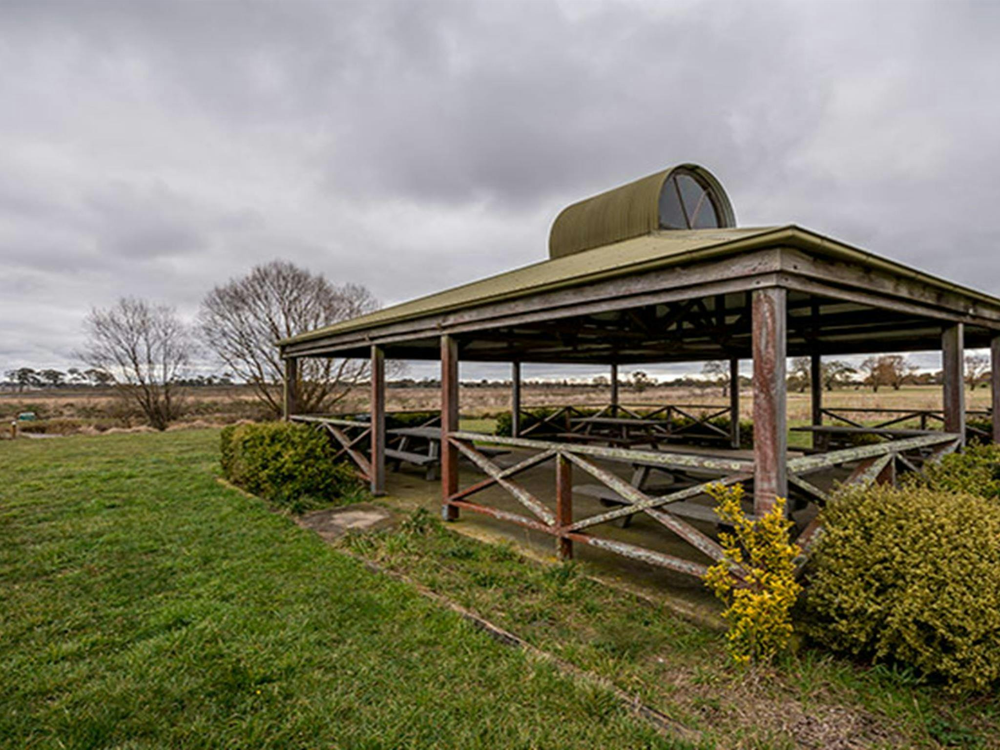 Picnic area with tables, Mother of Ducks Lagoon Nature Reserve. Photo: John Spencer &copy; DPIE