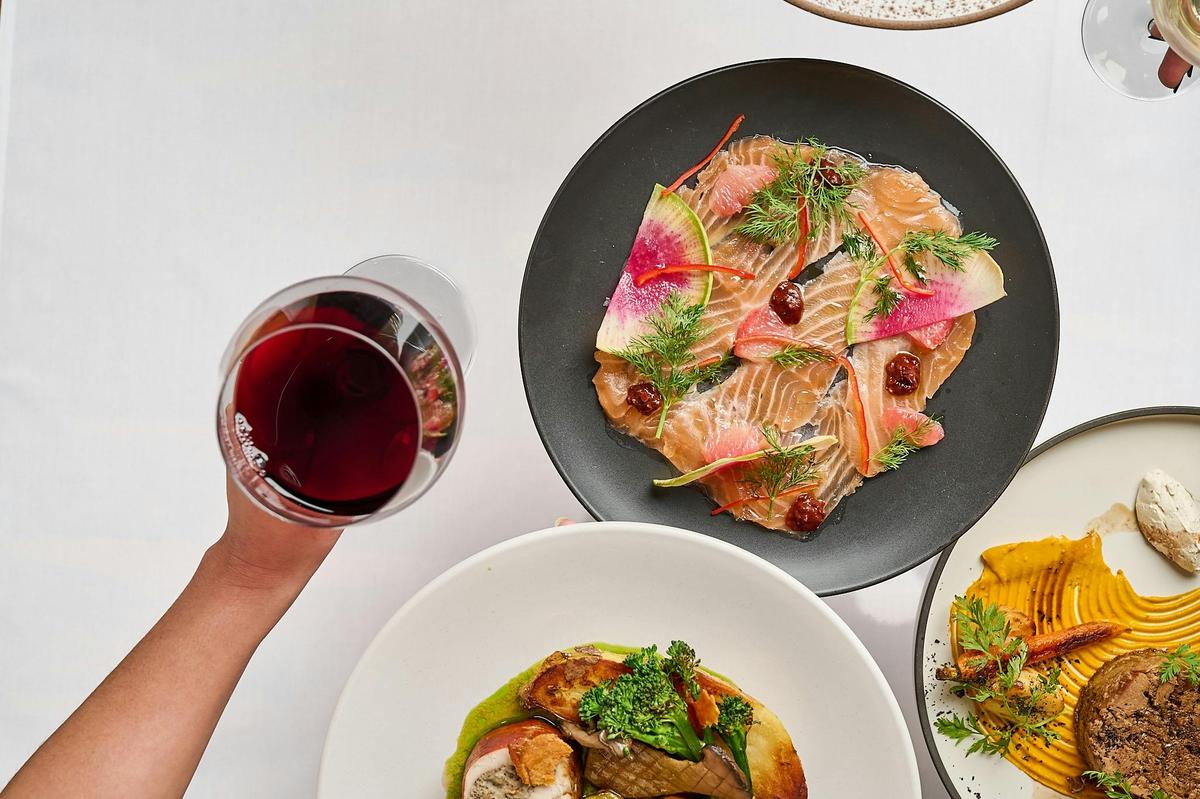 Overhead shot - good and wine